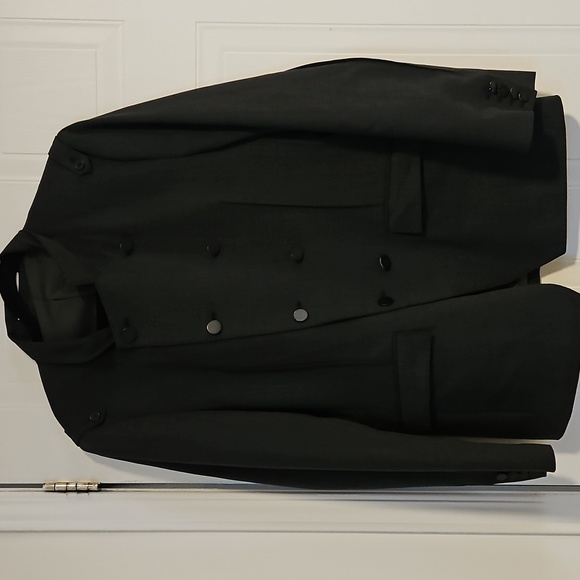 Full circle Mens Gray Wool blend Tuxedo Blazer (38) Pants (30) double breasted - Picture 4 of 9